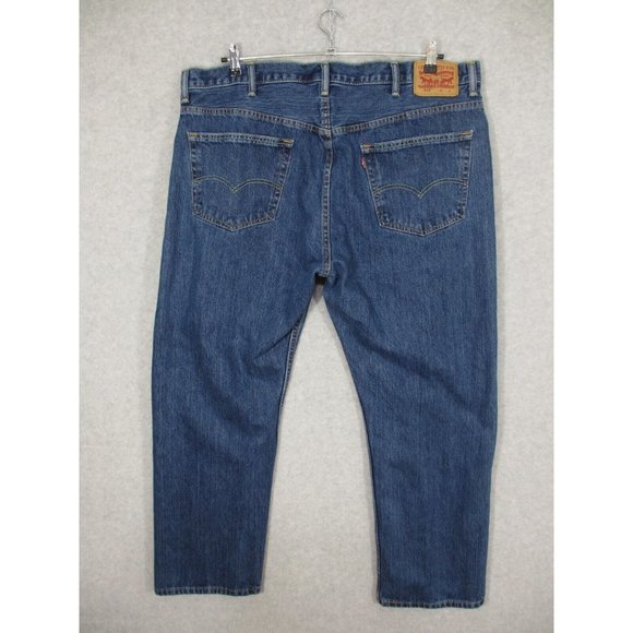 Levi's 505 Men's Jeans Straight Leg High Rise Size 44 x 30 Medium Wash - Picture 3 of 7